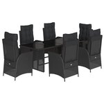 vidaXL Ensemble à manger de jardin coussins 7Pièces Noir Résine tressée