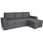 Canapé d'angle convertible réversible CATHY 3 places - Tissu Gris - 242 x 155 x 85 cm