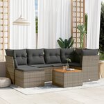vidaXL Salon de jardin avec coussins 7 Pièces gris résine tressée