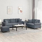 vidaXL Ensemble de canapés 3 Pièces avec coussins gris foncé velours