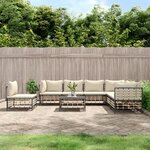 vidaXL Salon de jardin 8 Pièces avec coussins anthracite résine tressée
