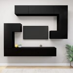 vidaXL Ensemble de meubles TV 8 Pièces Noir Bois d'ingénierie