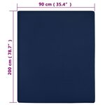vidaXL Draps-housses Jersey 2 Pièces Bleu marine 90x200 cm Coton