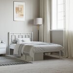 vidaXL Cadre de lit métal sans matelas et tête de lit blanc 100x200 cm