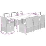 vidaXL Ensemble à manger de jardin et coussins 9 Pièces marron poly rotin