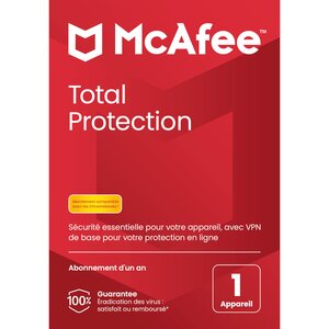 Mcafee total protection - licence 1 an - 5 postes - a télécharger