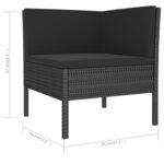 vidaXL Salon de jardin 6 Pièces avec coussins Résine tressée Noir
