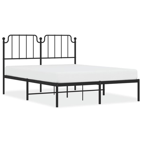 vidaXL Cadre de lit métal avec tête de lit noir 140x200 cm