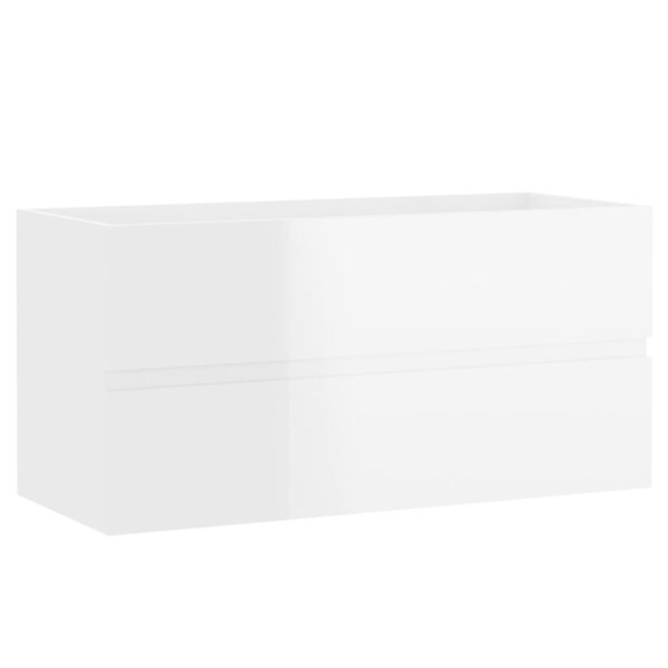 vidaXL Armoire d'évier Blanc brillant 90x38 5x45 cm Bois d'ingénierie