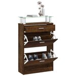 vidaXL Armoire à chaussures Chêne fumé 63x24x104 cm Bois d'ingénierie
