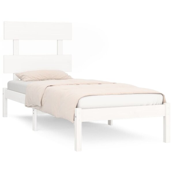 vidaXL Cadre de lit Blanc Bois massif 100x200 cm