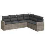 vidaXL Salon de jardin 6 Pièces avec coussins gris résine tressée