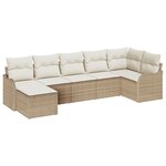 Ensemble de canapé de jardin vidaXL 7 pièces avec coussins beige poly rotin