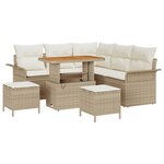 Ensemble de Canapés de Jardin vidaXL 8 Pièces avec Coussins Beige Rattan Acacia