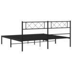 vidaXL Cadre de lit métal avec tête de lit noir 180x200 cm