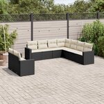 vidaXL Salon de jardin 9 Pièces avec coussins noir résine tressée