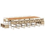 vidaXL Ensemble à manger de jardin et coussins 17 Pièces beige