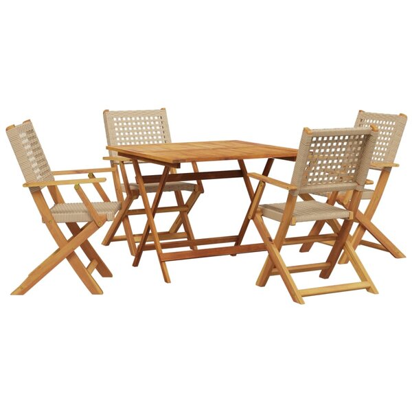 vidaXL Ensemble à manger de jardin 5 Pièces résine tressée et bois massif