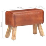 vidaXL Banc saut de cheval 58 cm marron cuir véritable et manguier