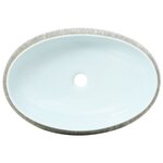 vidaXL Vasque à poser gris et bleu ovale 59x40x15 cm céramique