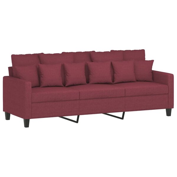 vidaXL Canapé à 3 places Rouge bordeaux 180 cm Tissu