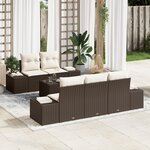 vidaXL Ensemble de canapé de jardin 6 pièces avec coussins en rattan poly marron