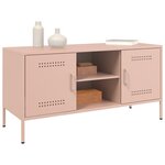 vidaXL Meuble TV rose 100 5x39x50 5 cm acier