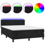 vidaXL Sommier à lattes de lit avec matelas et LED Noir 140x190 cm