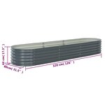 vidaXL Lit surélevé de jardin 320x80x44 cm Acier galvanisé Gris