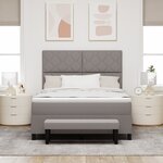 vidaXL Lit à ressorts avec matelas et banc taupe 160x200 cm en tissu