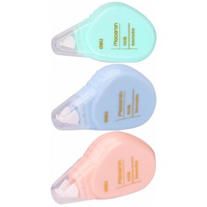 Roller correcteur Macaron 5mm×5m avec capuchon coloris aléatoire pastel x 3 DELI