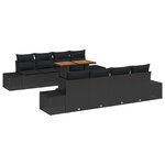vidaXL Ensemble de salle à manger de jardin de 9 pièces avec coussins en poly rattan noir et acacia