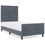vidaXL Cadre de Lit Gris Foncé 90x190 cm Velours