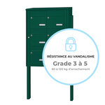 Bloc collectif Leabox  2x3  grade 3  simple face  extérieur  fixation sur pieds à sceller  vert mousse ral 6005 finition brillante