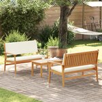 Ensemble de salon de jardin 3 pièces vidaXL avec coussins en bois d'acacia massif