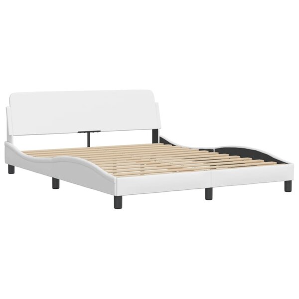 vidaXL Cadre de lit avec tête de lit Blanc 160x200 cm Similicuir