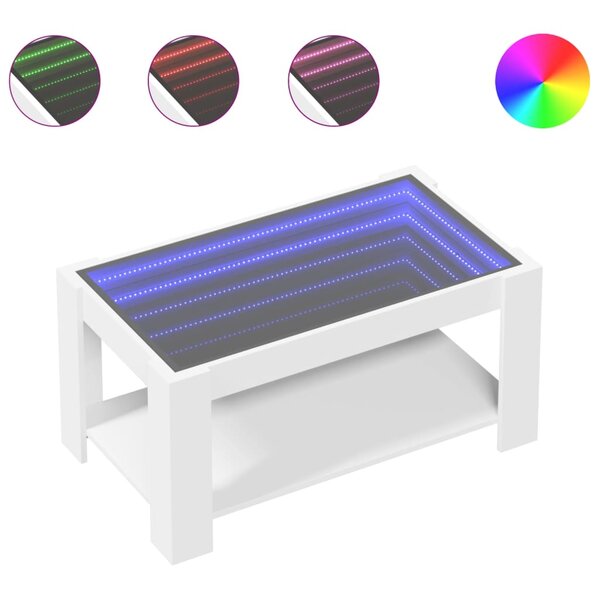 vidaXL Table basse avec LED blanc 93x53x45 cm bois d'ingénierie