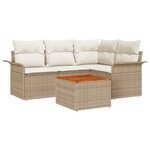 vidaXL Ensemble de canapé de jardin 5 pièces avec coussins Beige Poly Rattan Acacia