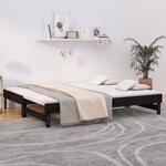 vidaXL Lit coulissant sans matelas noir 2x(100x200) cm