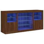 vidaXL Buffet avec lumières LED chêne marron 142 5x37x67 cm