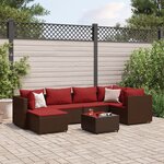 vidaXL Salon de jardin avec coussins 7 Pièces marron résine tressée