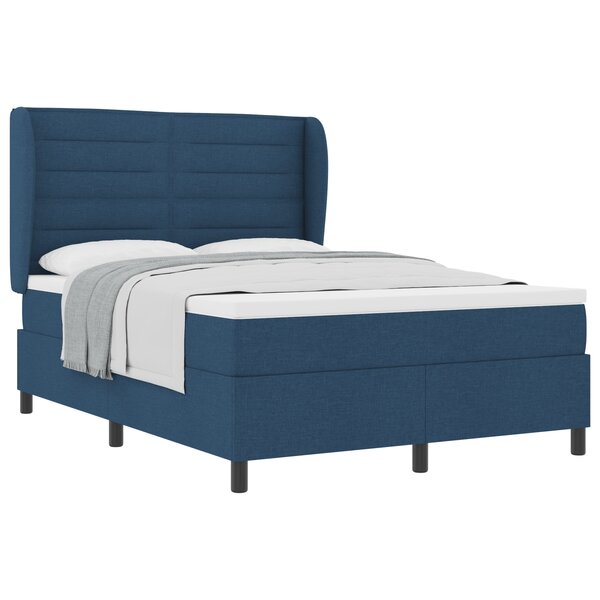 Lit à ressort vidaXL avec matelas Bleu 140x200 cm Tissu