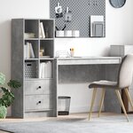 vidaXL Bureau avec rangement Gris béton Bois composite