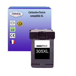 T3azur - cartouche d'encre compatible remplace hp 305 305xl noire pour  hp deskjet plus 4130 4130e 4132 4132e