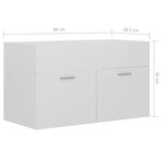 vidaXL Armoire d'évier Blanc brillant 80x38 5x46 cm Aggloméré