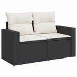 vidaXL Salon de jardin 7 Pièces avec coussins noir résine tressée