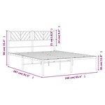 vidaXL Cadre de lit métal sans matelas et tête de lit noir 160x200 cm