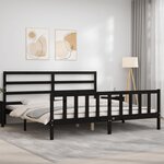 vidaXL Cadre de lit avec tête de lit noir 200x200 cm bois massif