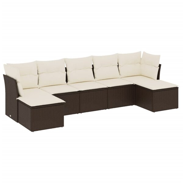 vidaXL Salon de jardin avec coussins 7 Pièces marron résine tressée