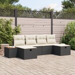 Ensemble de Canapés de Jardin vidaXL 6 pièces avec Coussins Rotin Synthétique Noir